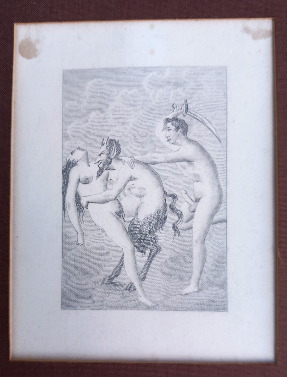 Encadrement de Gravures Erotiques  Début du XIXe Siècle Dont "La Guerre des Dieux" E. de Parny-photo-2
