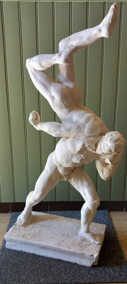 Gladiateurs Nus Hommes Lutteurs Antiques Platre d'Atelier XIXe Siècle