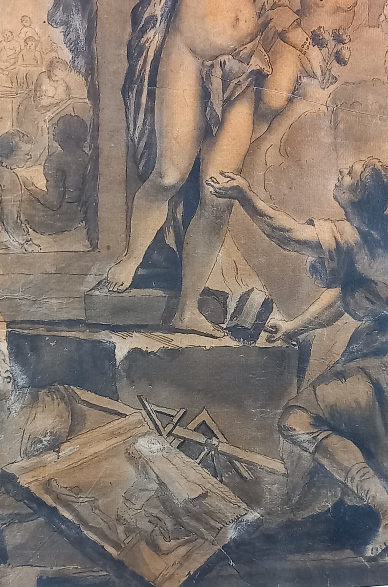 Pygmalion et Galatée Dessin du XVIIIe siècle, entourage ou suiveur de François Boucher-photo-3