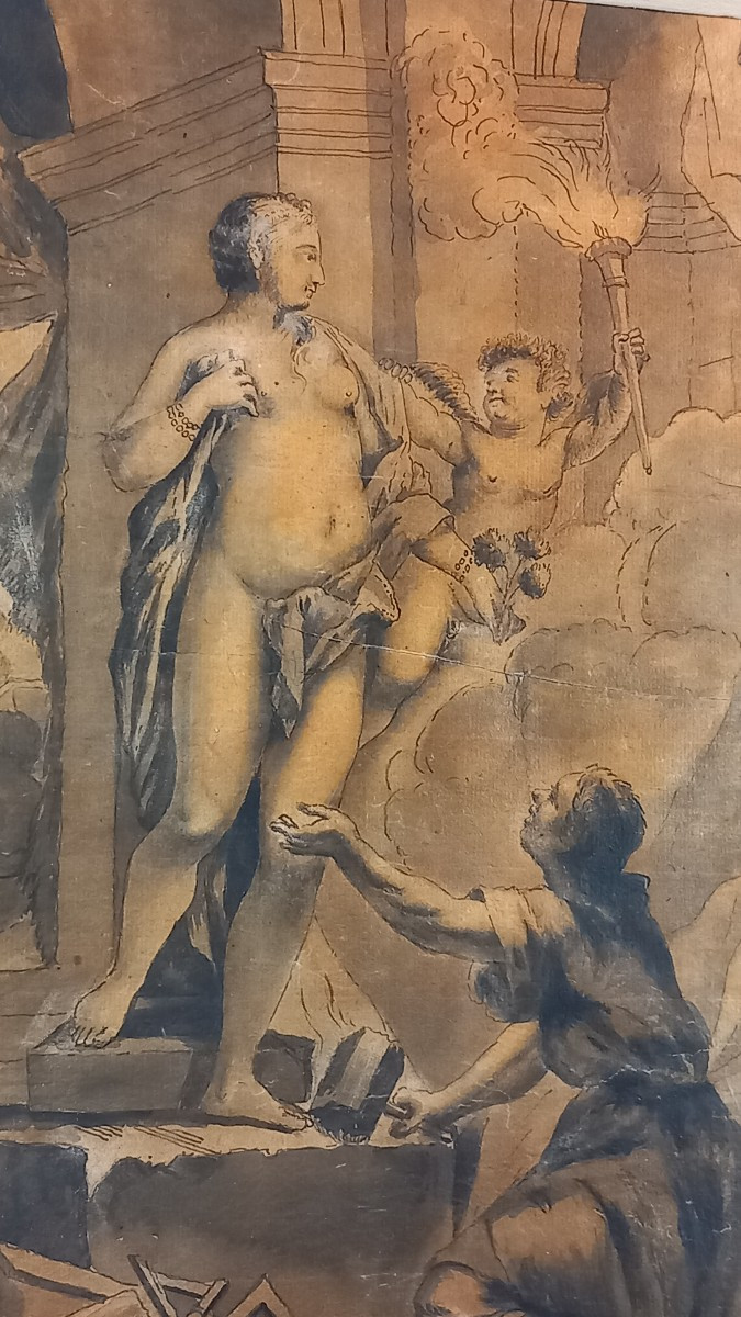 Pygmalion et Galatée Dessin du XVIIIe siècle, entourage ou suiveur de François Boucher-photo-4