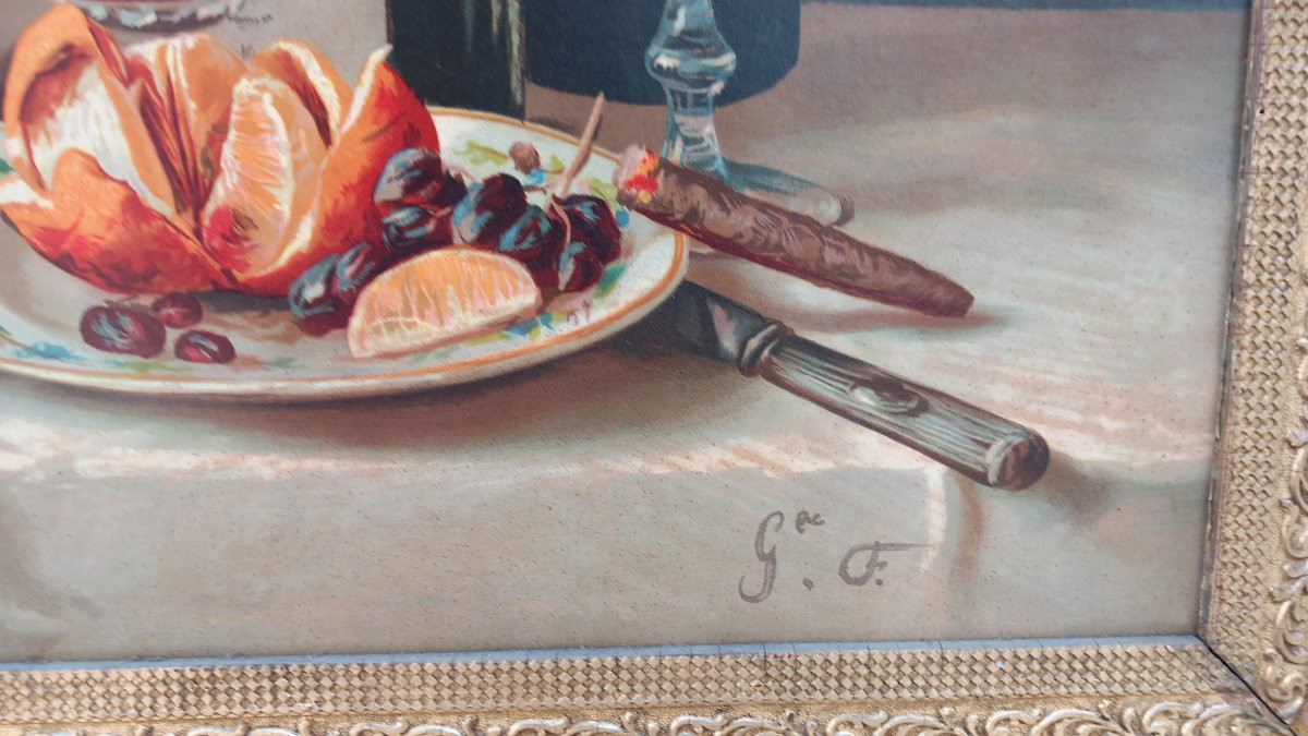 Suite Of Five Still-lifes In Chromolithographs Framed 19th Century Game Fish Crustaceans-photo-2