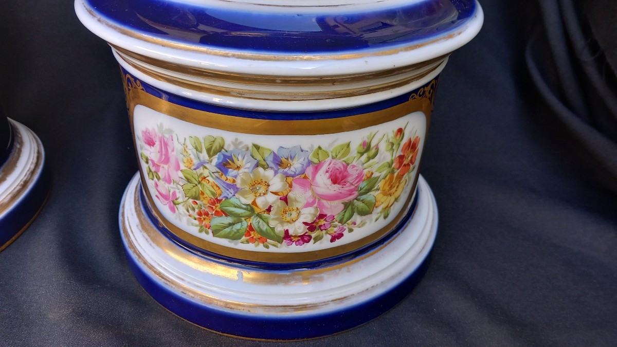 Paire de Vases de Montre Devanture de Pharmacie Apothicaire XIXe Porcelaine Valentine Toulouse -photo-5