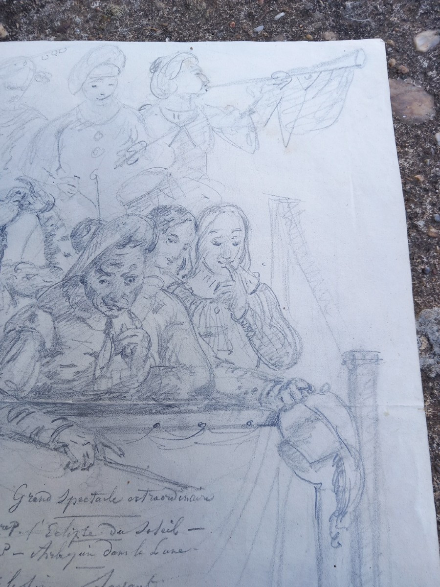 Projet Dessin d'Affiche Satirique de Comédie Théatre : Arlequin « à la prison » 1847-photo-3