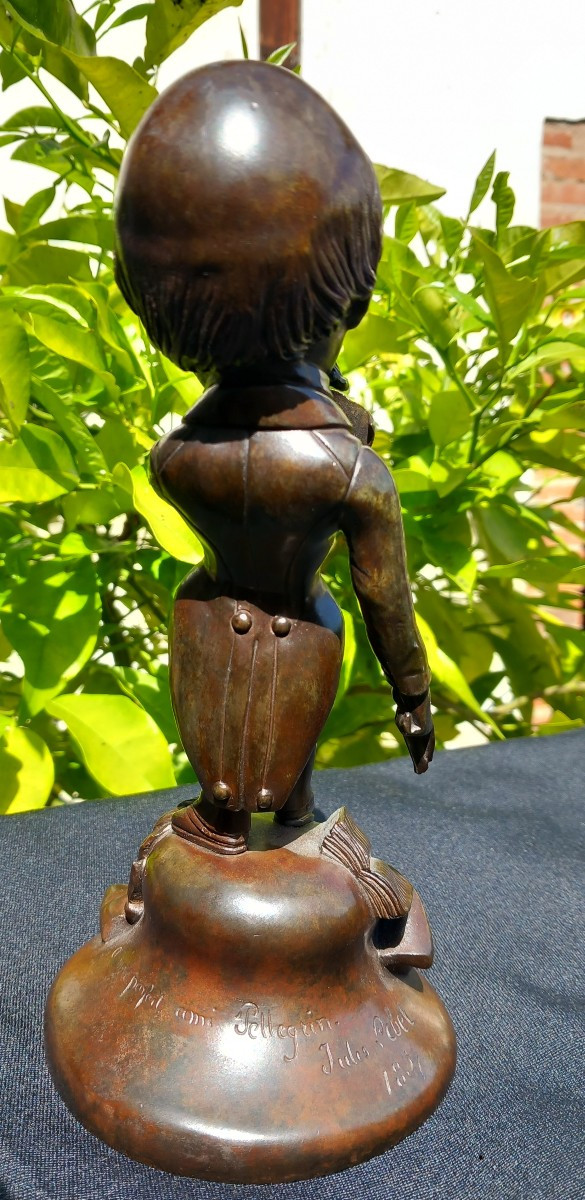 Bronze Statue Of Musician Amédée Pellegrin By His Friend Jules Lebel In 1857-photo-3