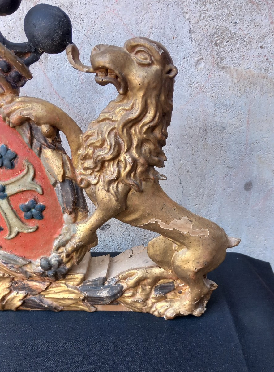 Boiserie Sculptée Peinte et Doré XVIIe Familles De La Rodde et Dinet Macon Saone et Loire-photo-1