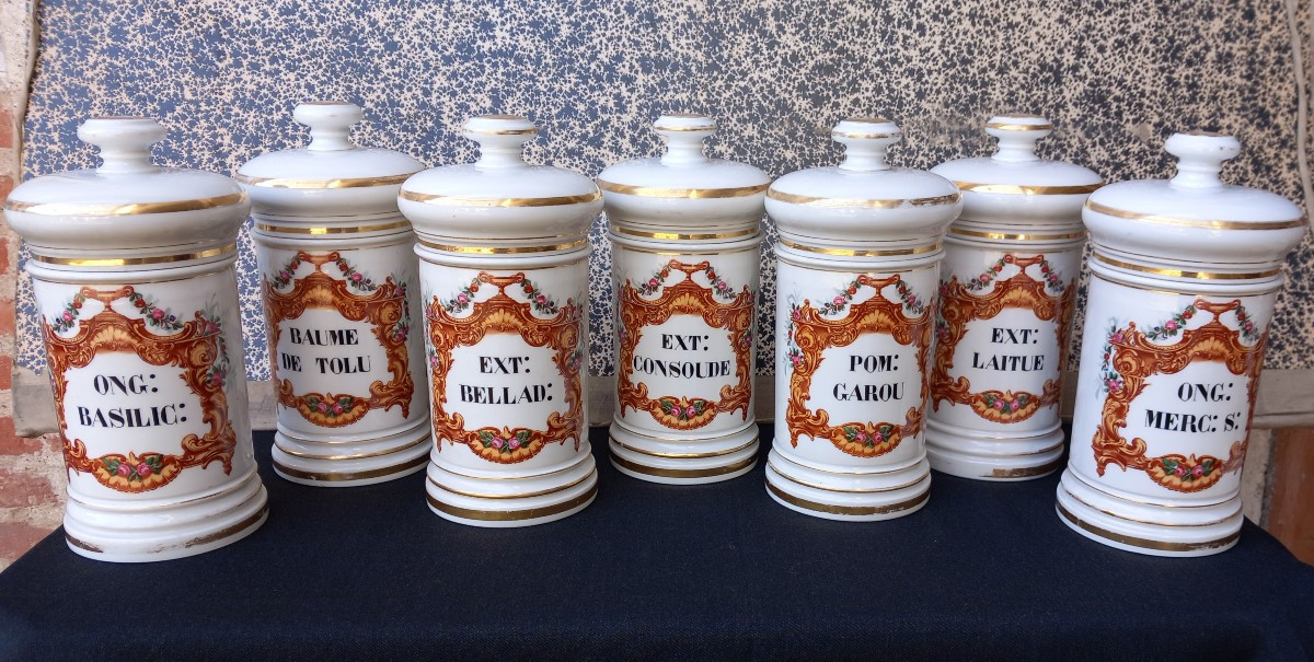 Suite Of Toulouse Apothecary Napoleon III Fontemoing & Peigney Pharmacy Jars