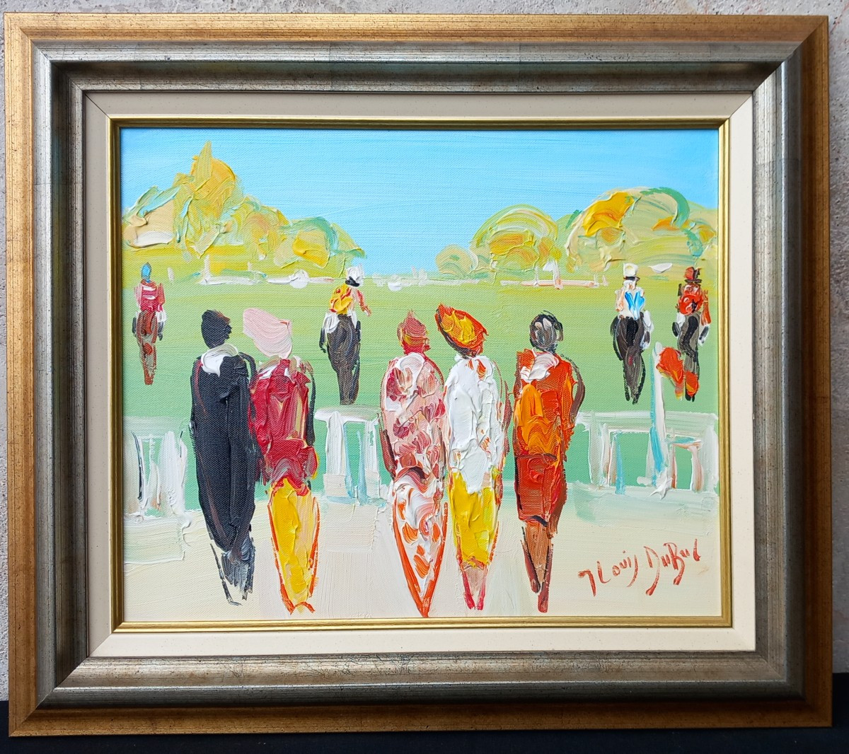 Jean-Louis Dubuc (1946-) "Aux Courses" Chantilly Acrylique sur Toile XXe 