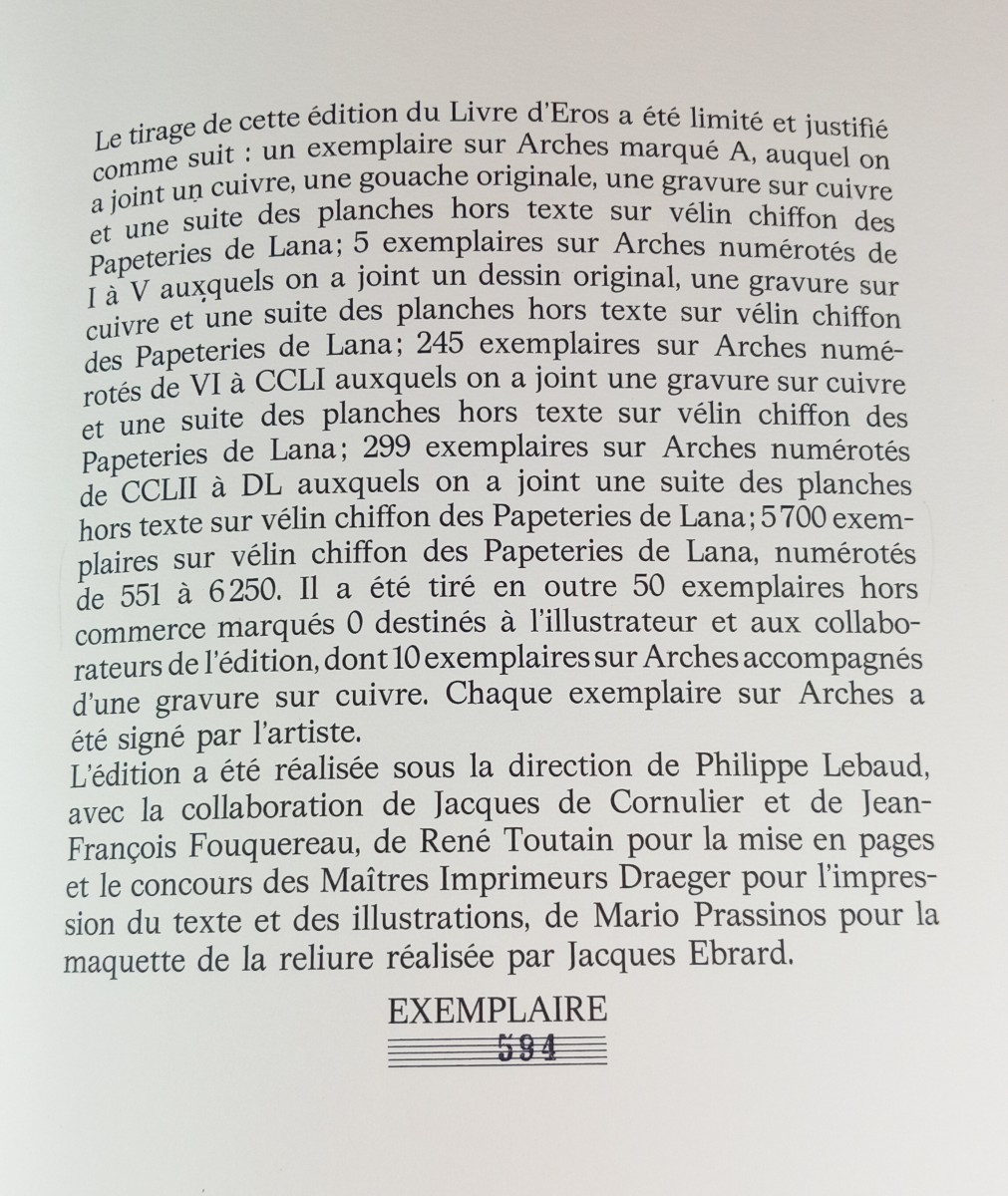 Pierre-yves Tremois Le Livre d'Eros - 1970 Artist's Book Numbered Copy In Box-photo-4
