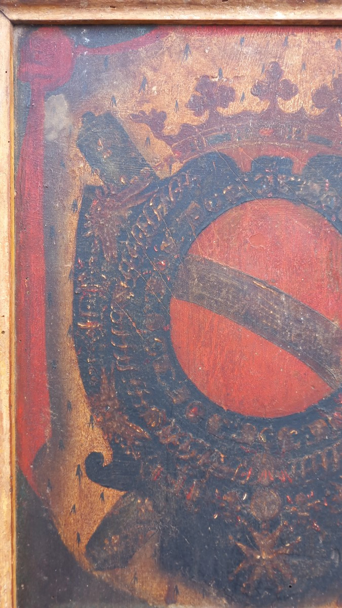 Panel Painted With The Coat Of Arms Of The Maréchal Duc De Noailles, Governor Of Roussillon 18th Century-photo-3