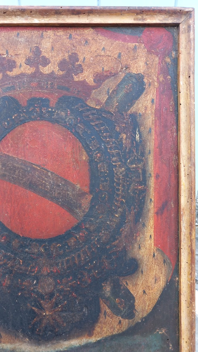 Panel Painted With The Coat Of Arms Of The Maréchal Duc De Noailles, Governor Of Roussillon 18th Century-photo-1