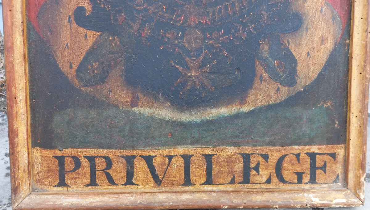 Panel Painted With The Coat Of Arms Of The Maréchal Duc De Noailles, Governor Of Roussillon 18th Century-photo-2