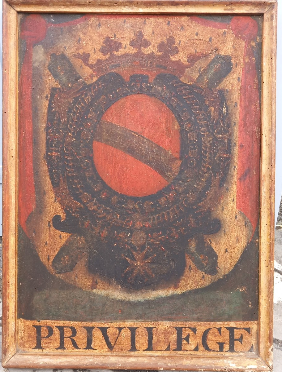 Panel Painted With The Coat Of Arms Of The Maréchal Duc De Noailles, Governor Of Roussillon 18th Century
