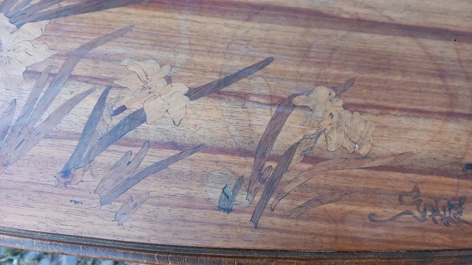 Emile GALLE Table Art Nouveau à Décor aux Narcisses  Ecole de Nancy-photo-2