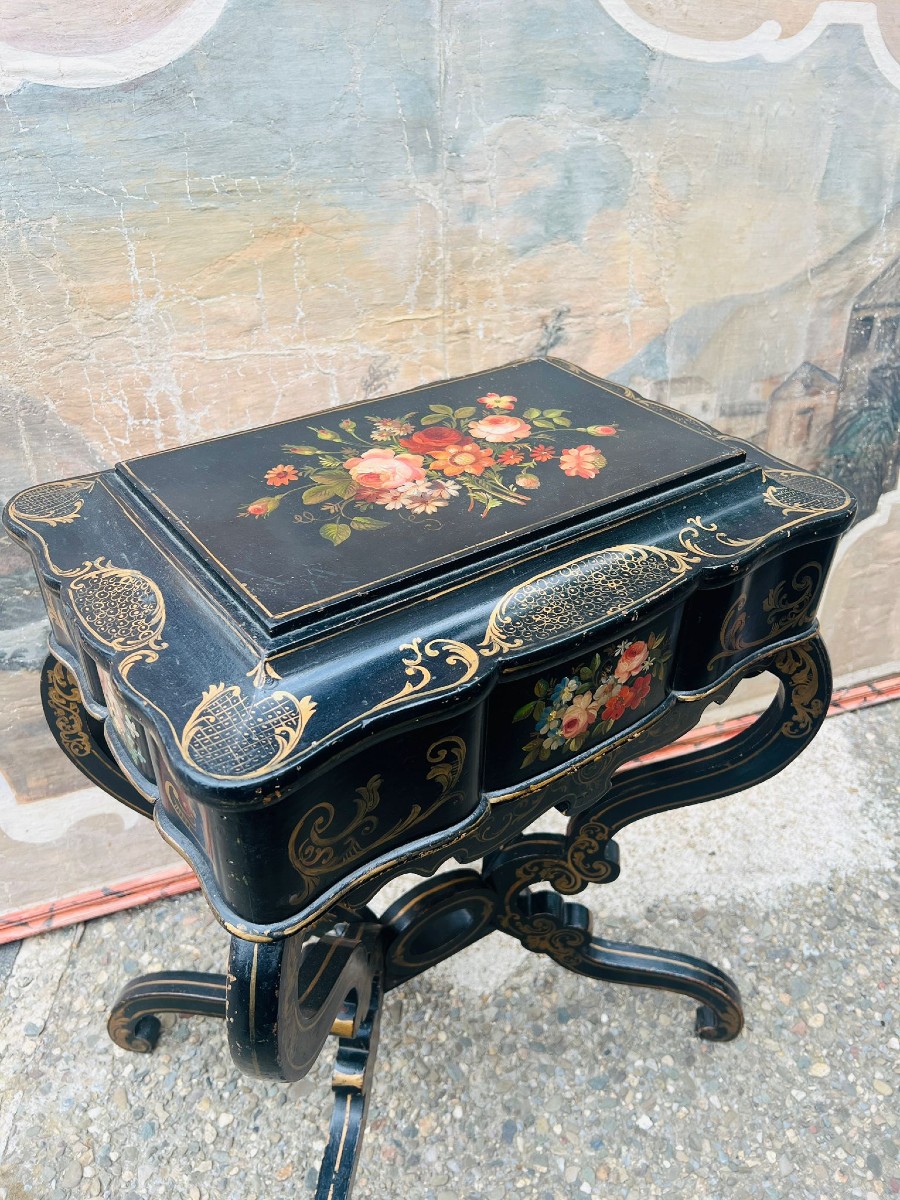 Worker In Blackened Wood And Rose Bouquet Decoration Ep. Napoleon III-photo-2