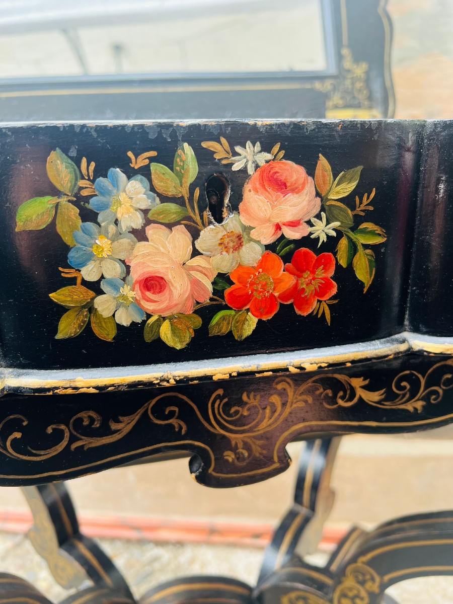 Worker In Blackened Wood And Rose Bouquet Decoration Ep. Napoleon III-photo-4