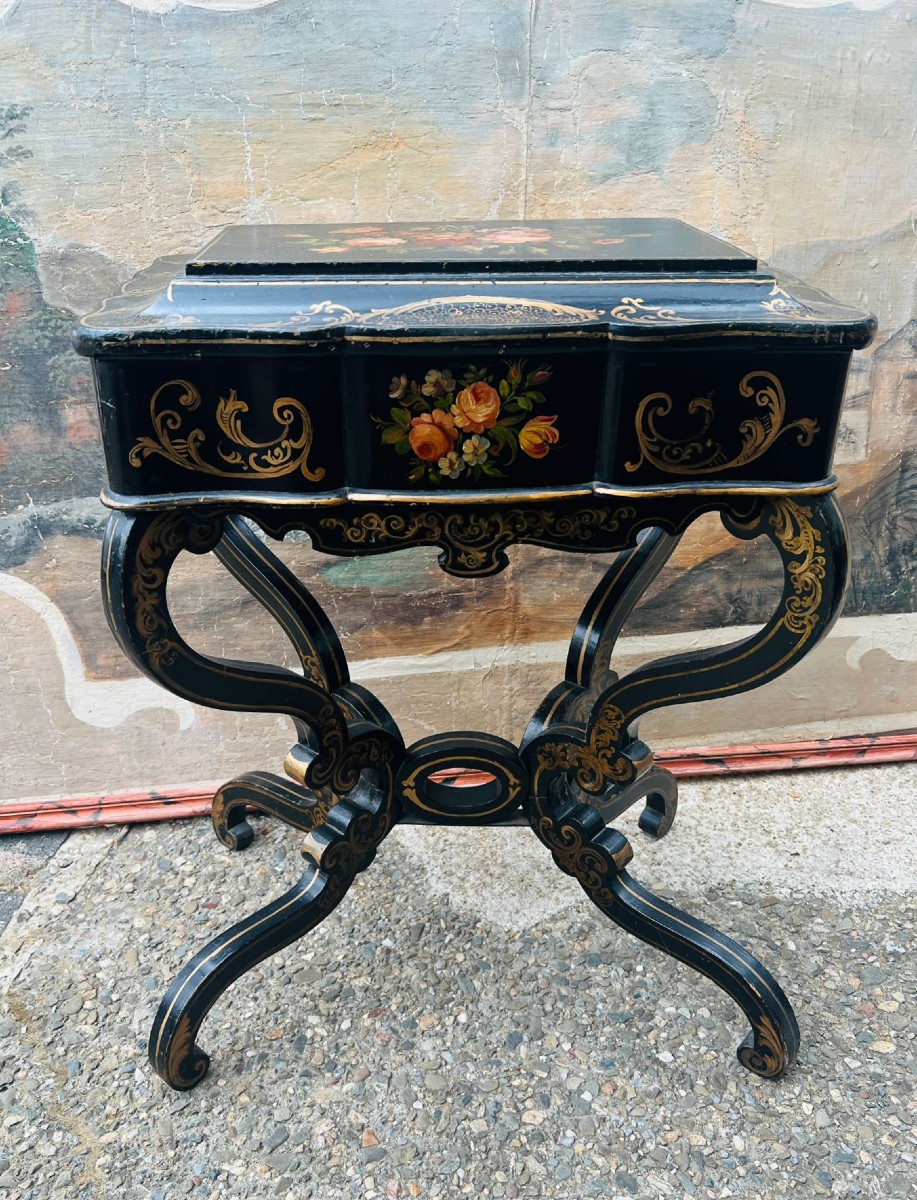 Worker In Blackened Wood And Rose Bouquet Decoration Ep. Napoleon III-photo-2