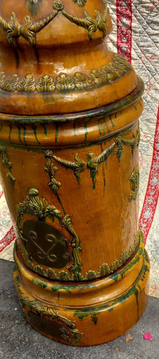 Poêle en Céramique de Majorque (Baléares) en Faience Glacurée vers 1900-photo-2