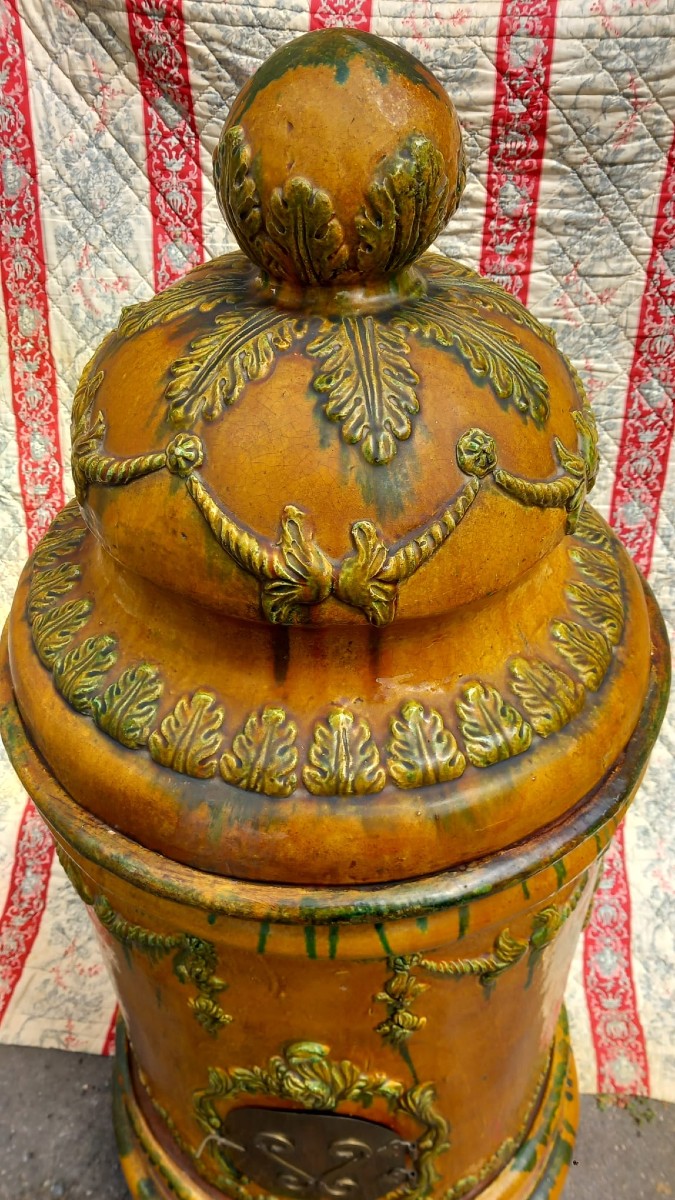 Poêle en Céramique de Majorque (Baléares) en Faience Glacurée vers 1900-photo-3