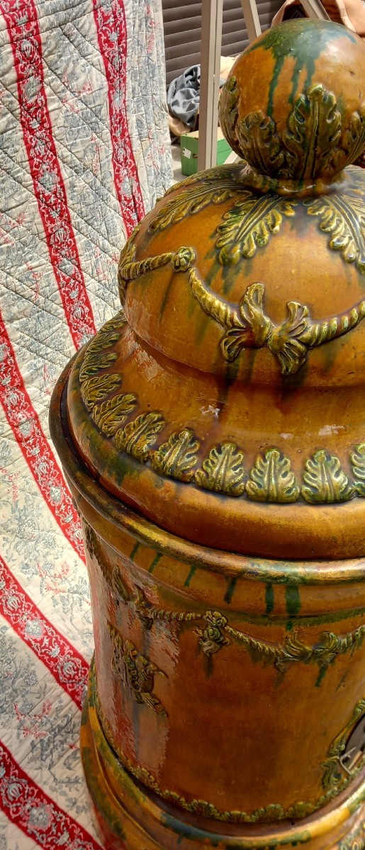 Poêle en Céramique de Majorque (Baléares) en Faience Glacurée vers 1900-photo-4