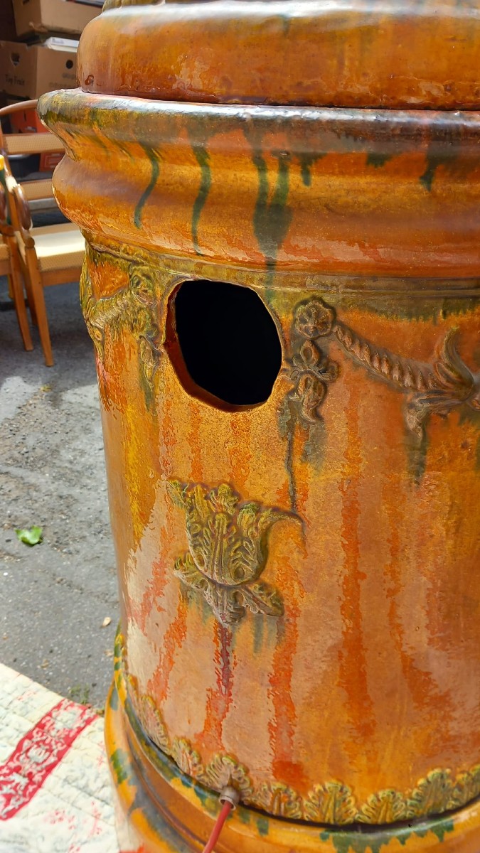 Poêle en Céramique de Majorque (Baléares) en Faience Glacurée vers 1900-photo-1