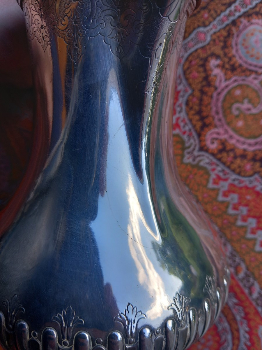 Louis XV Silver Marabout Coffee Pot With Chiselled Decoration Paris Langlois Silversmith-photo-1