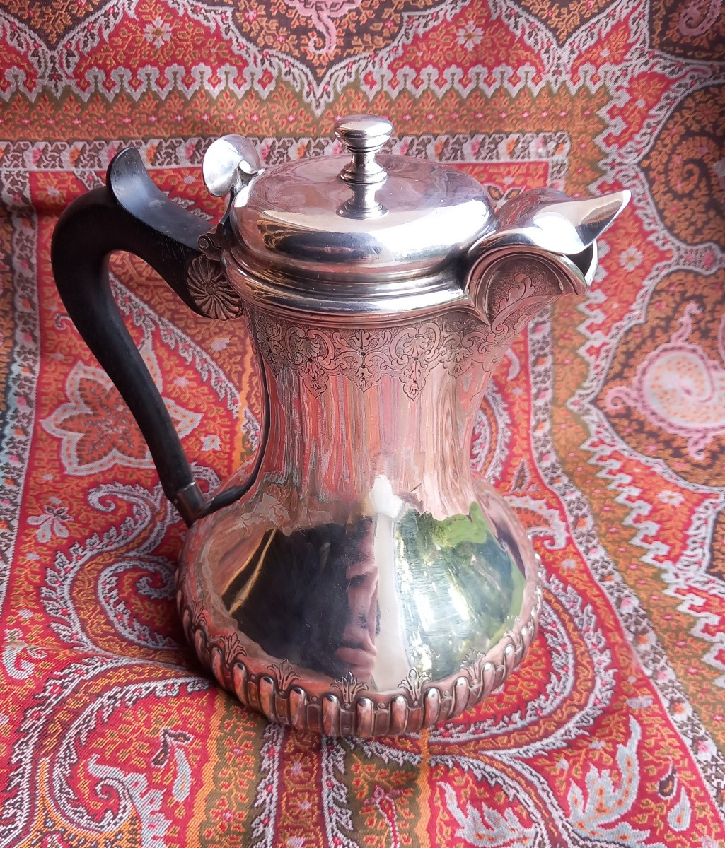 Louis XV Silver Marabout Coffee Pot With Chiselled Decoration Paris Langlois Silversmith-photo-2