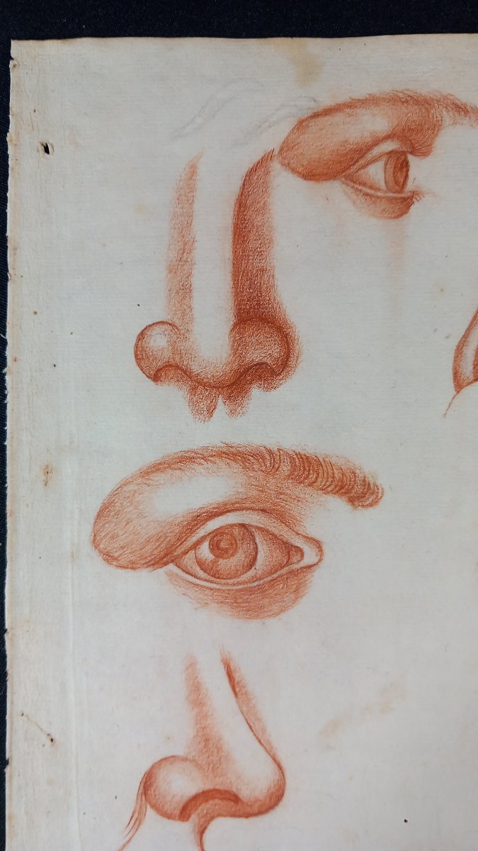 Anatomy Study: 18th-century Redchalk Drawing Academy—eye, Mouth, Nose -photo-2