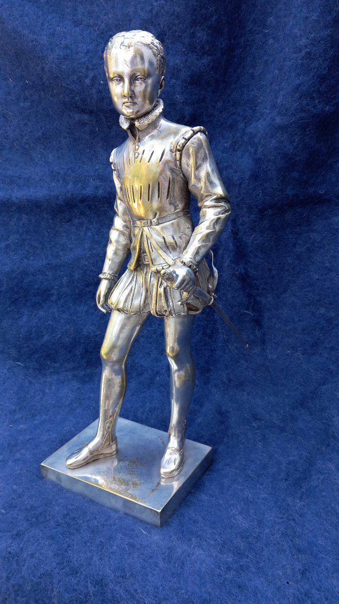 F.-J. BOSIO Statue d'Henri IV Enfant Bronze Argenté XIXe Royaliste Pau Comte de Chambord-photo-2
