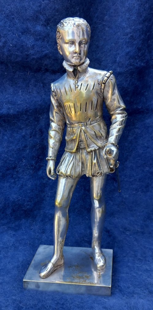 F.-J. BOSIO Statue d'Henri IV Enfant Bronze Argenté XIXe Royaliste Pau Comte de Chambord