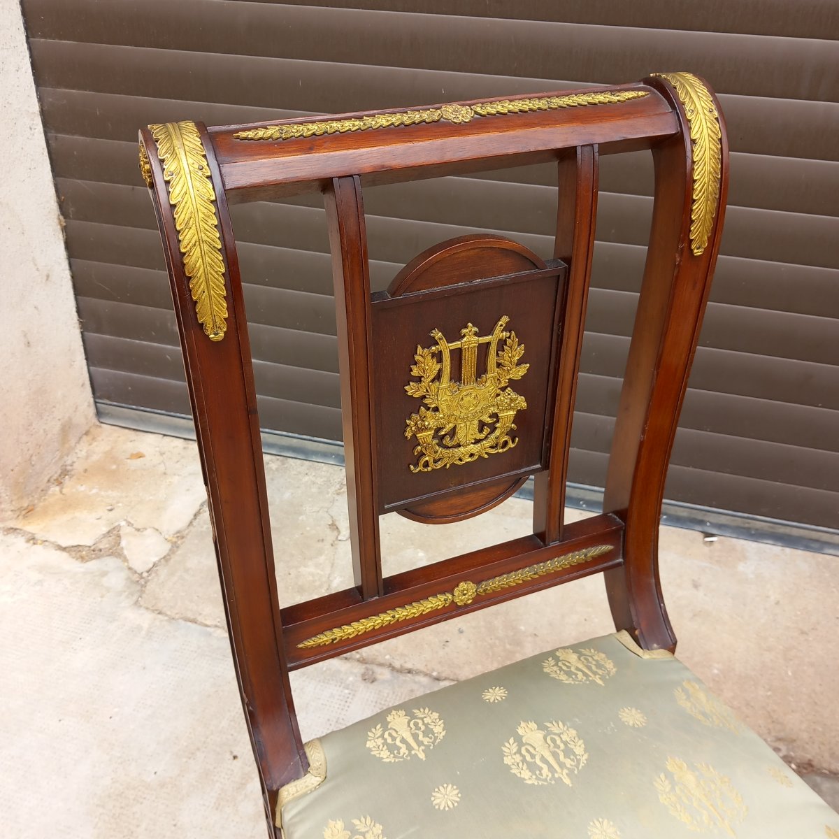Paire de Chaises Acajou et Bronze Doré Style Empire, fin XIXe Siècle Edmond Kahn & Co Londres-photo-4