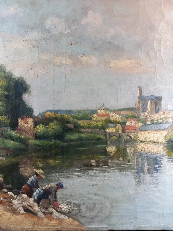 Jan Jacob Lodewijk TEN KATE Les Lavandieres sur les Bords de la Vienne à Limoges 1917-photo-3