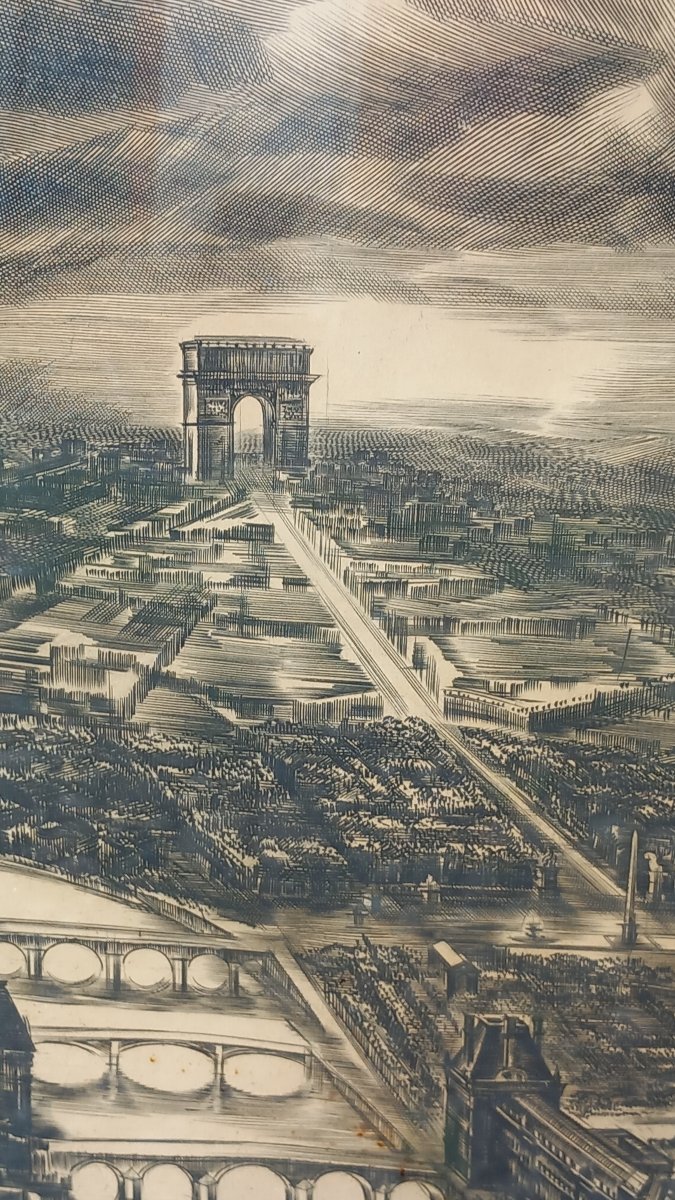 Albert DECARIS Gravure "Allégorie de Paris" Monuments Epoque Milieu XXe -photo-1