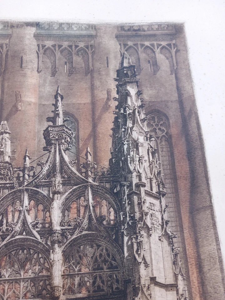 Maurice CRETELLE Gravure au Burin Cathedrale d'Albi Tarn Baldaquin Gothique Flamboyant -photo-3