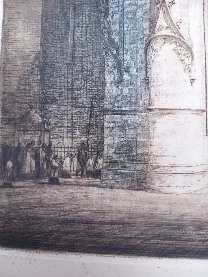 Maurice CRETELLE Gravure au Burin Cathedrale d'Albi Tarn Baldaquin Gothique Flamboyant -photo-4