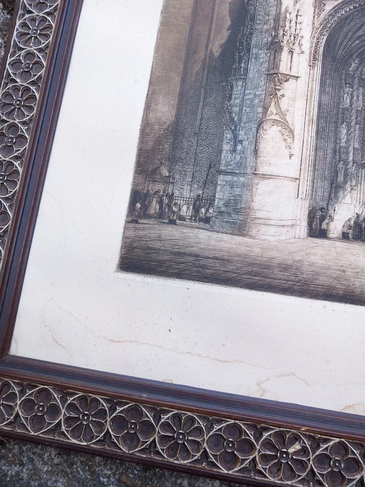 Maurice CRETELLE Gravure au Burin Cathedrale d'Albi Tarn Baldaquin Gothique Flamboyant -photo-2