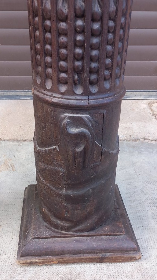 Paire de Colonnes Cannelées et Rudentées, Socles Ornés de Draperies XVIIe Siècle-photo-4