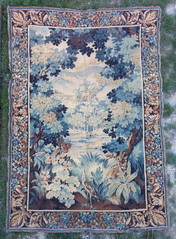 Paire de Tapisseries Verdure de Style XVIIIe siècle, Fin du XIXe ou début du XXe siècle. -photo-2