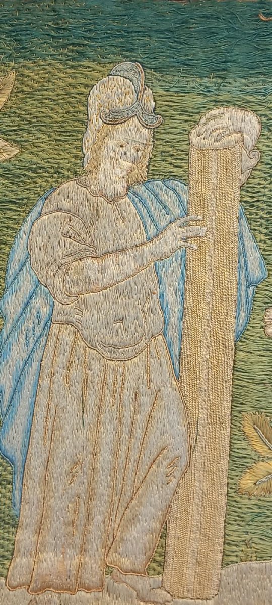 Panneau brodé anglais – Jardin merveilleux Angleterre Textile XVIIe siècle-photo-3