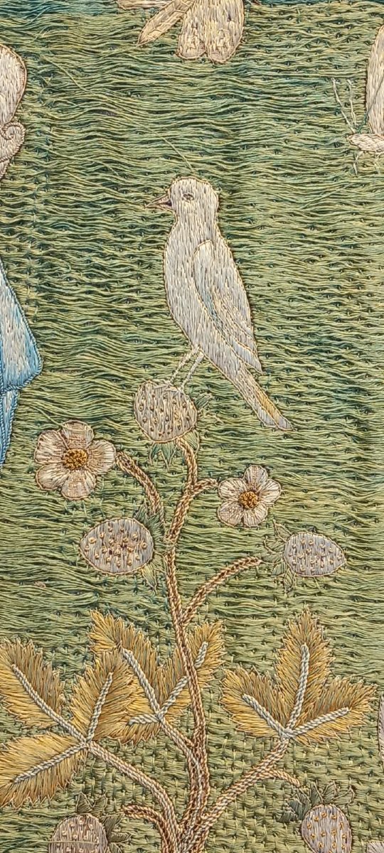 Panneau brodé anglais – Jardin merveilleux Angleterre Textile XVIIe siècle-photo-4