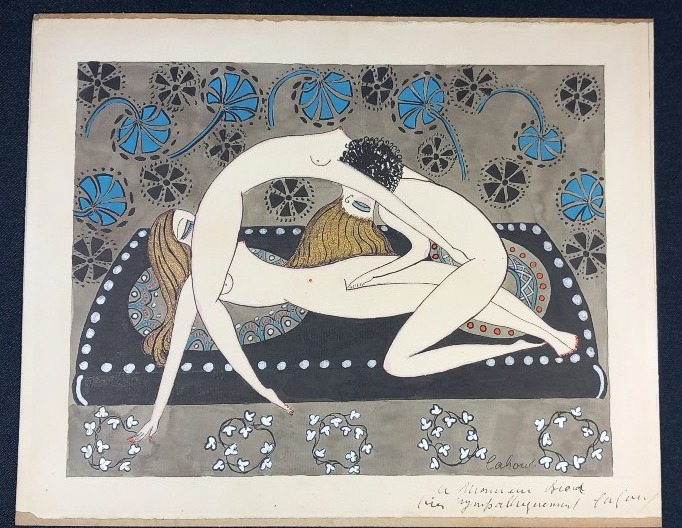 Curiosa Drawing Lesbian Homosexuality 20th Century Ink And Watercolor Cahout Alice Rousseau Drouard-photo-3
