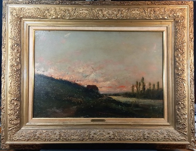 Karl Daubigny 1846–1886 “setting Sun” Oil On Canvas, Signed And Dated 1874