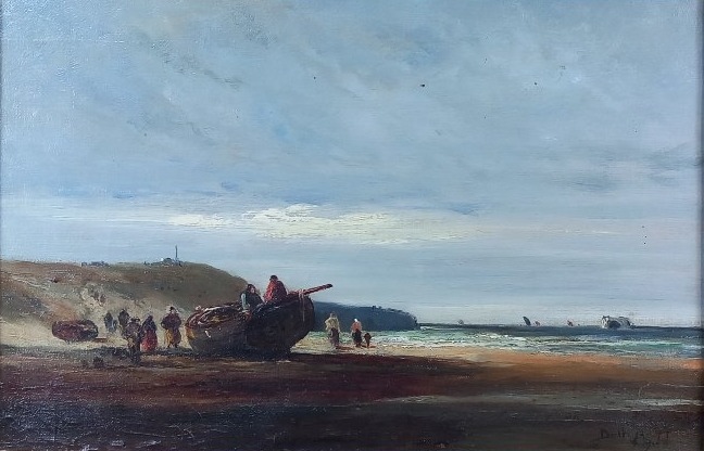 Paul Maurice DUTHOIT "La Grève" ou "le Bords de Mer" Huile sur Toile Signée Datée 1877-photo-2