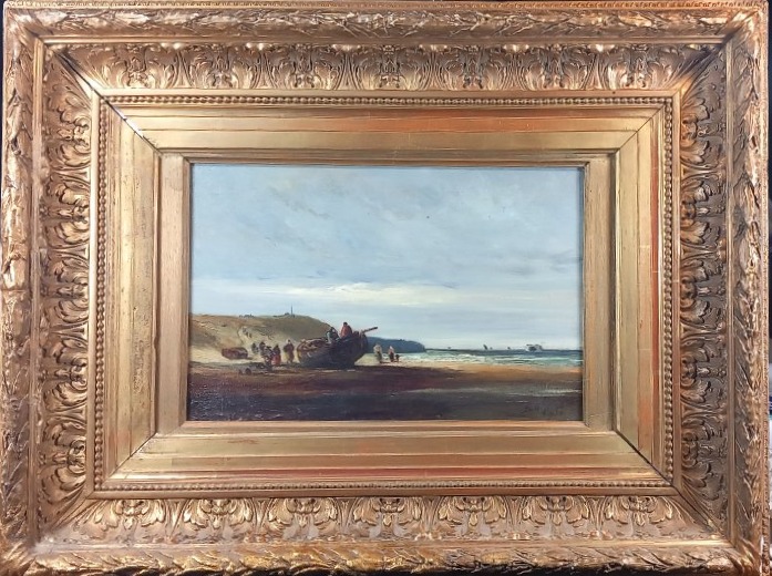 Paul Maurice DUTHOIT "La Grève" ou "le Bords de Mer" Huile sur Toile Signée Datée 1877