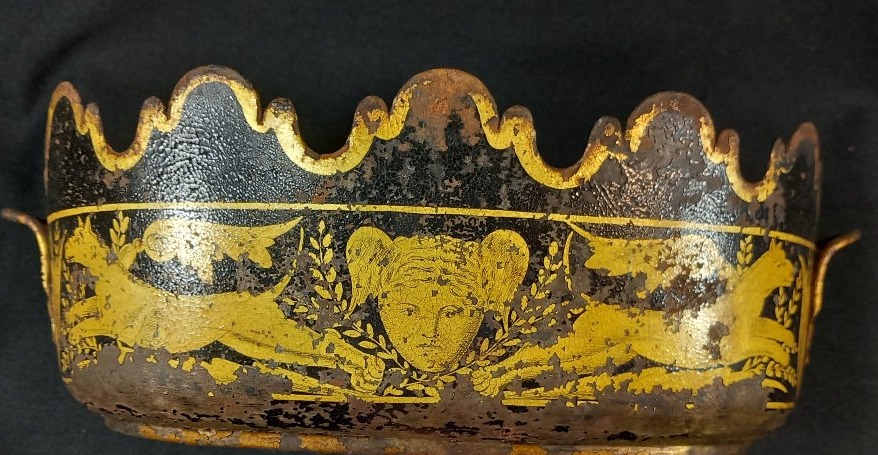 Rafraichissoir à Verres Tole Peinte et Dorée Décor Tête Hypnos Lions Courants Ep. Empire-photo-4