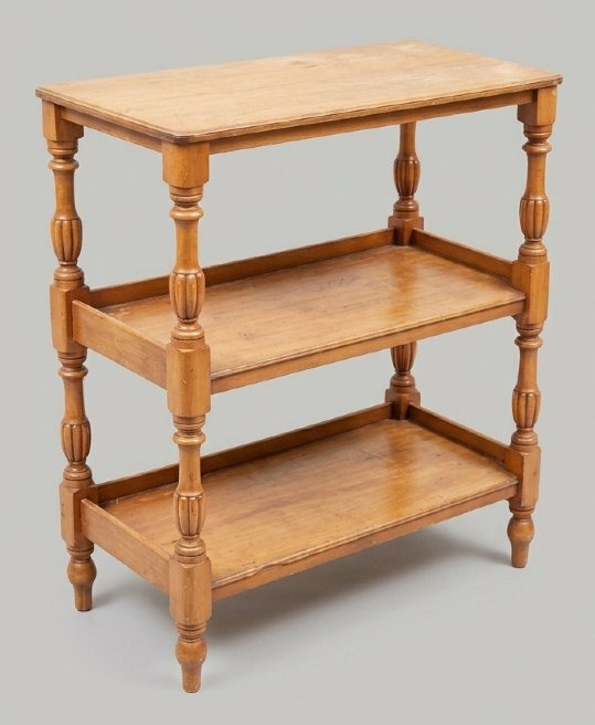 19th-century Mahogany Console Table With Three Shelves And Turned Legs
