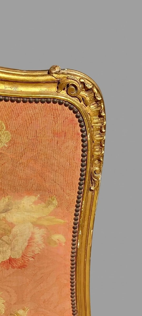 Grand Ecran de Cheminée Bois Doré Style Louis XV Régence Panneau Tapisserie Ep. Napoléon III-photo-4