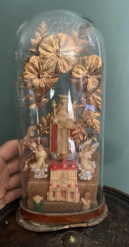 Virgin And Child In Salt Dough Under A Glass Dome—19th-century Folk Art From A Convent -photo-2