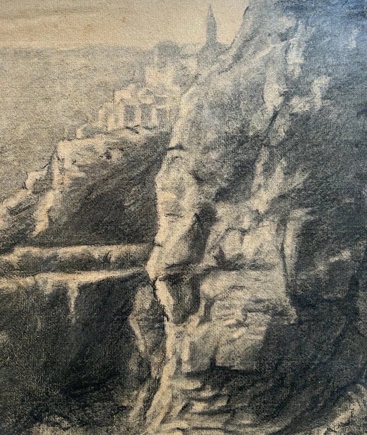André GUERS Paysage au Rocher dans l'Aveyron (Millau)  Signé et daté 1906-photo-3