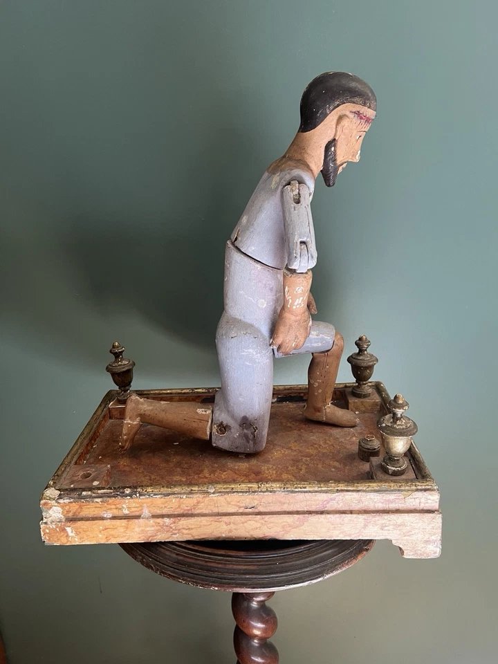 Capipote Christ Pénitent Bois Polychrome Catalogne Espagne XIXe Mannequin Articulé-photo-1