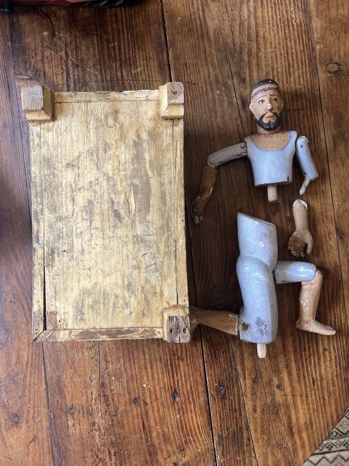 Capipote Christ Pénitent Bois Polychrome Catalogne Espagne XIXe Mannequin Articulé-photo-6